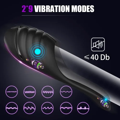 Vista 4 de Masturbador masculino ajustable, juguetes sexuales para adultos con 9 vibraciones, estimulador vibrador para el placer de la masturbación