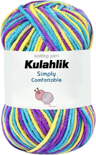 Vista 46 de 50g (1x50g) Hilo Acrílico para Crochet y Tejido, Hilo Degradado Colorido, 1 Rollo de Madejas, Hilo Acrílico Multicolor, Perfecto para Proyectos
