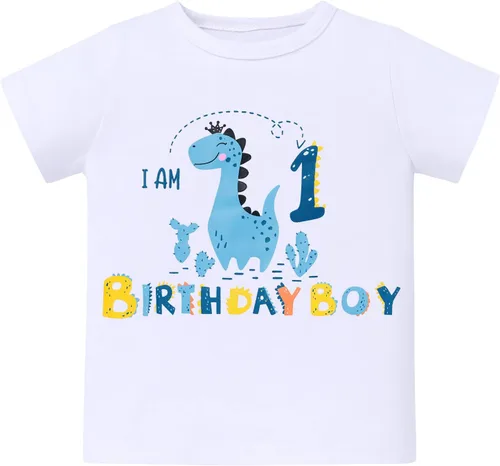 Vista 25 de ODASDO Conjunto de camiseta de manga corta para bebé, diseño de dinosaurio, 1º, 2º y 3º cumpleaños