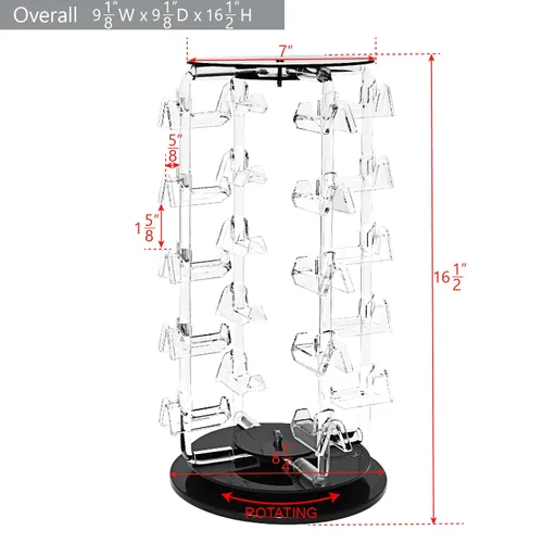 Vista 2 de Mooca pantalla giratoria acrílica para gafas, 24 armazones Rotating Eyewear rack, oversized supports display large sunglasses, eyeglasses for