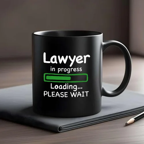 Vista 4 de Panvola Lawyer in Progress Loading Law - Regalos de graduación para futuros abogados y abogados, taza de cerámica de 11 onzas, color negro