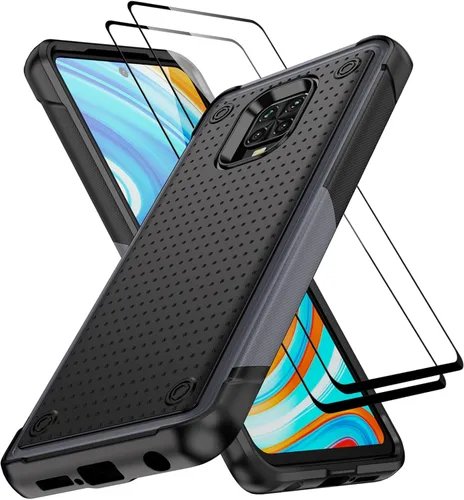 Vista 29 de Jeylly Funda para Xiaomi Poco X3 NFC con protector de pantalla de vidrio templado [2 paquetes], resistente a prueba de golpes, funda protectora