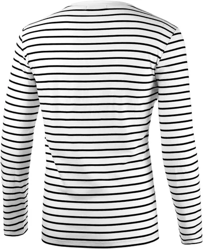 Vista 2 de uxcell Camiseta a rayas para hombre, cuello redondo, manga larga, informal, de algodón