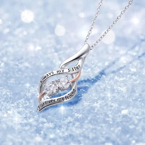 Vista 4 de POPKIMI Regalos para hermana de hermana, regalos de cumpleaños de hermana 234 hermanas, collar de plata de ley con concha de abulón de cristal