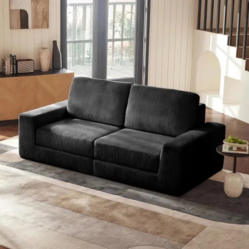 Vista 17 de Sofá seccional modular, 120.47" Sofá seccional moderno en forma de nube con chaise en L, cómodo sofá mullido de corduroy con asiento profundo, sofás