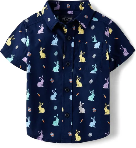 Vista 29 de The Children's Place Baby Boys' and Toddler Poplin Short Sleeve Button Down Shirt (Applemint)