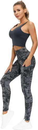 Vista 6 de The Gym People - Pantalones deportivos gruesos de tiro alto, con bolsillos y control de abdomen, leggings para entrenar, correr, hacer yoga