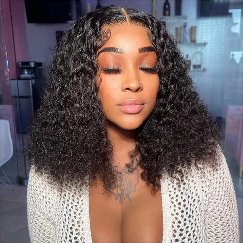 Vista 7 de Pelucas de cabello humano rizado marrón chocolate con encaje frontal, prearrancadas de 13 x 4 pulgadas, pelucas de encaje frontal HD de onda