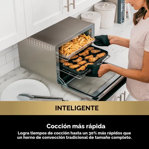 Vista 3 de Ninja DT251 Foodi 10 en 1 Smart XL - Horno de freír de aire, hornear, asar, tostar, asar, tostadora digital, termómetro, convección envolvente