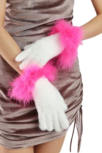 Vista 48 de Sahabowi Guantes de cuero para clima frío Manopla de lana cálida de invierno para mujeres