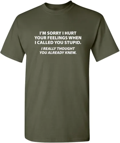 Vista 21 de Camiseta "Sorry I Called You Stupid" Camiseta sarcástica para hombres Camisetas gráficas para hombres - Camisetas gráficas sarcásticas y Negro