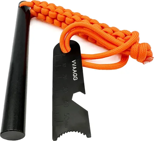 Vista 8 de VVAAGG 4 Inch Large Ferro Rod Fire Starter Survival Flint Kit Camuflaje