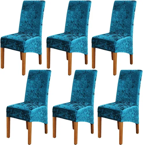 Vista 19 de Fundas para silla de terciopelo triturado, fundas protectoras elásticas y extraíbles para sillas XL, para comedor, ceremonia, banquete, boda Negro