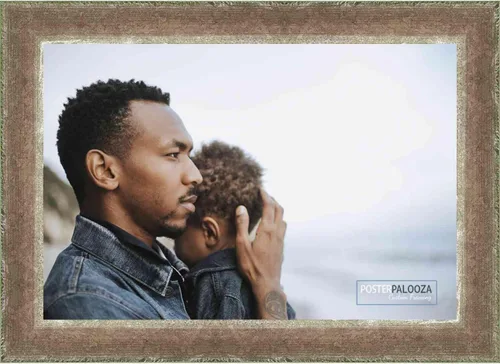 Vista 3 de Poster Palooza 14x25 Distressed/Aged Antique Silver Complete Wood Picture Frame with UV Acrylic Plexiglass, Foam Board Backing & Hardware Included