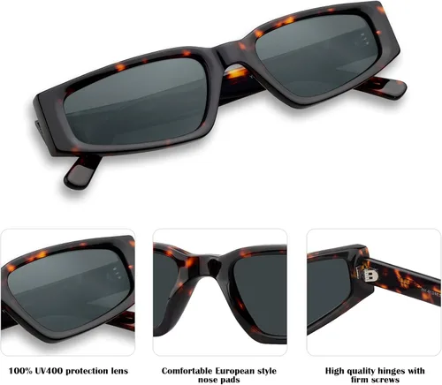 Vista 5 de ZENNI - Lentes de sol polarizados con luz azul rectangular retro para hombres y mujeres, protección UV