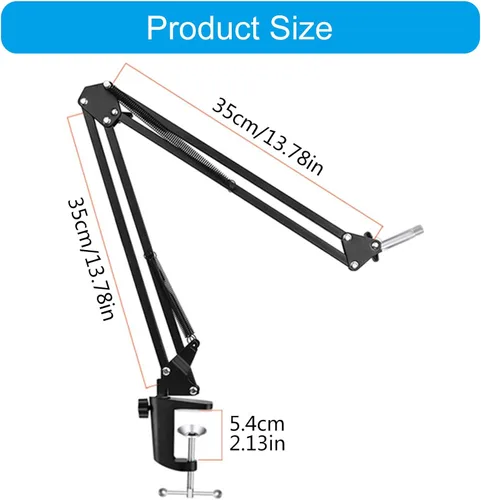 Vista 6 de NB35 Microphones Stand for Table Microphones Arm Swivels and MS089SV Microphones Shock Mount Silver for Track
