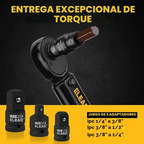 Vista 3 de Juego de 16 piezas de enchufe de impacto de broca hexagonal SAE - Juego de enchufe Allen de acero S2 premium de 5/64"-9/16" con adaptadores de Sae