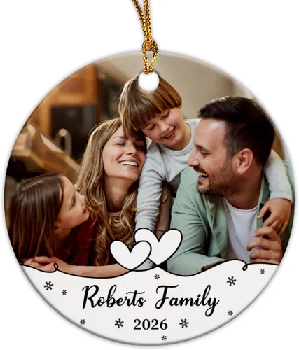 Vista 13 de Adorno de Navidad con foto personalizada 2025 para la familia, aniversario como el señor y la señora abuelos, carga cualquier imagen, cualquier foto