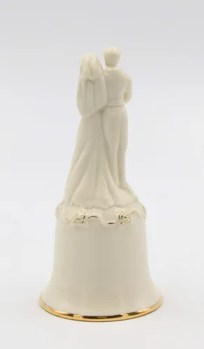 Vista 4 de Figura decorativa de campana de porcelana fina para pareja, 50 aniversario, 5-5/8 pulgadas de alto
