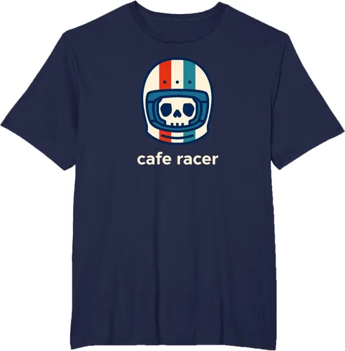 Vista 49 de Cafe Racer Moda Simple Casco Diseño Motocicleta Camiseta Negro