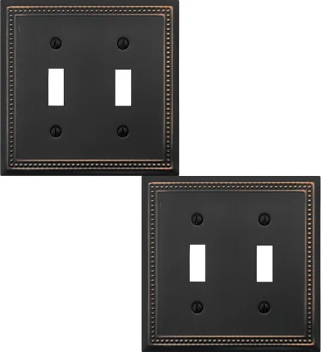 Vista 66 de OKAWYC Belaire - Cubierta para interruptor de luz de decoración individual, placa de pared de metal con cuentas, paquete de 4 unidades de bronce
