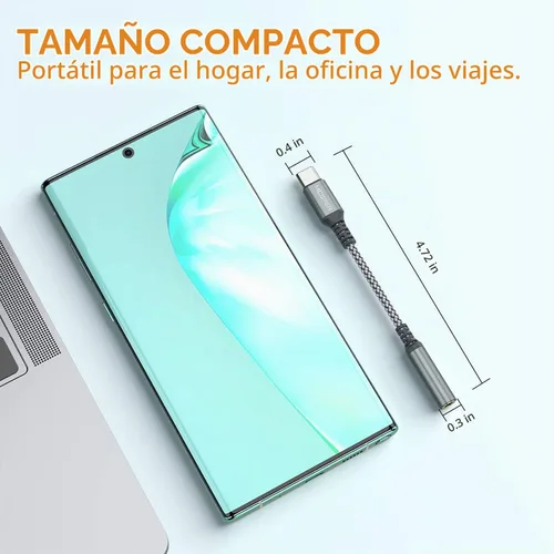 Vista 6 de Paquete de 2 adaptadores USB tipo C a hembra de 0.138 in, cable USB C a audio auxiliar, conector de auriculares compatible con iPhone 17/16 Pro