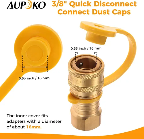 Vista 2 de Aupoko 3 paquetes de tapón antipolvo de 3/8 pulgadas y enchufe para acoplador de conexión y desconexión rápida de gas natural de propano