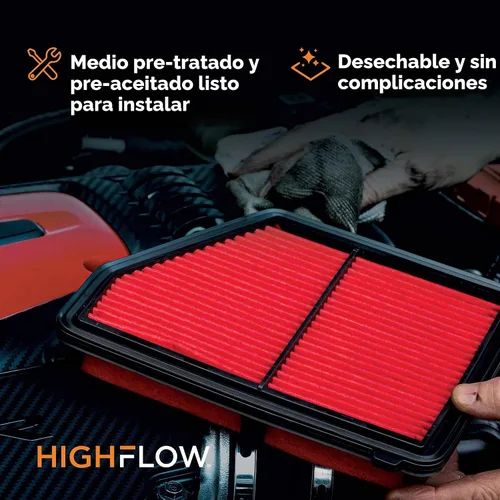 Vista 4 de HIGHFLOW de alto rendimiento, filtro de aire de motor desechable pre-aceitado PA9950X Compatible con 2012-2016 Mercedes-Benz E350, 2016-2019