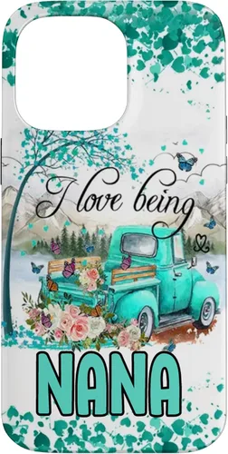 Vista 21 de I Love Being Nana Flower Butterflies Truck PC Case for iPhone 17