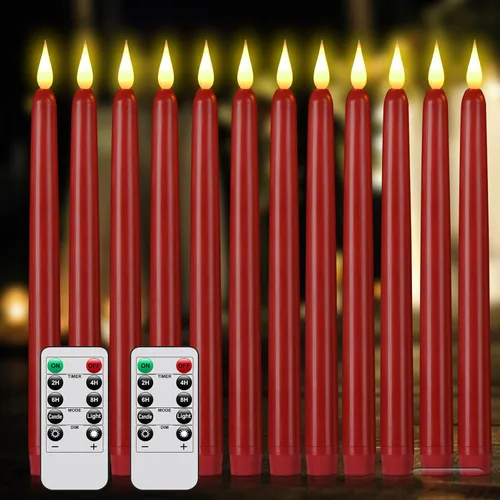 Vista 14 de Vela cónica sin llama con control remoto, paquete de 3 velas LED de plástico, velas parpadeantes que funcionan con pilas, vela alta clásica de 9.2