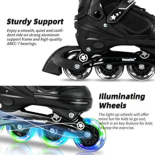 Vista 18 de MammyGol Patines en línea ajustables para niños y niñas, patines con ruedas iluminadas de 4 a 16 años