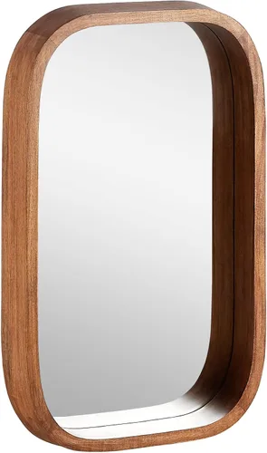 Vista 4 de Signature Hardware 484587 Acrewood 31-1/8" x 19" Espejo de baño enmarcado - Madera de mango natural