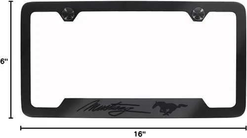 Vista 5 de License Frame Inc. Ford Mustang Marco de matrícula de metal estilo oscurecido, 2 agujeros