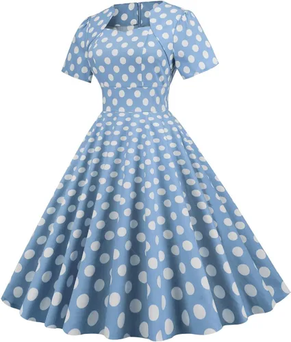 Vista 2 de Vestido de noche vintage con hombros descubiertos y estampado floral, cuello en V, mangas 34, vestido midi acampanado para cóctel de boda