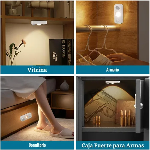 Vista 5 de Luces LED Puck con Sensor de Movimiento, Iluminación Inalámbrica Recargable para Debajo del Gabinete, Luz Nocturna Regulable, Luces Debajo