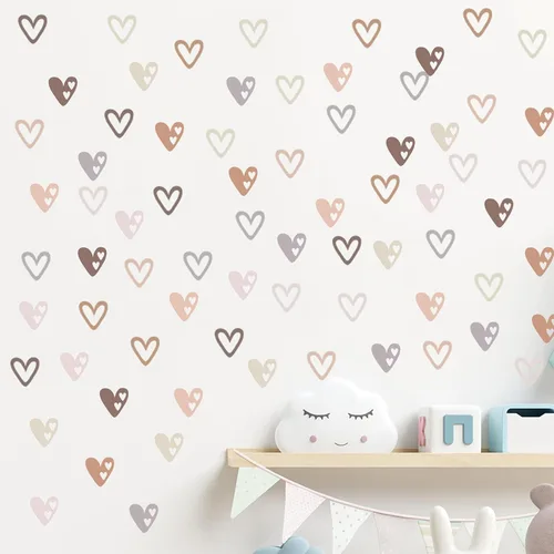 Vista 6 de 72 calcomanías de pared con forma de corazón bohemio, calcomanías de pared con forma de amor para dormitorio de niñas, murales de vinilo