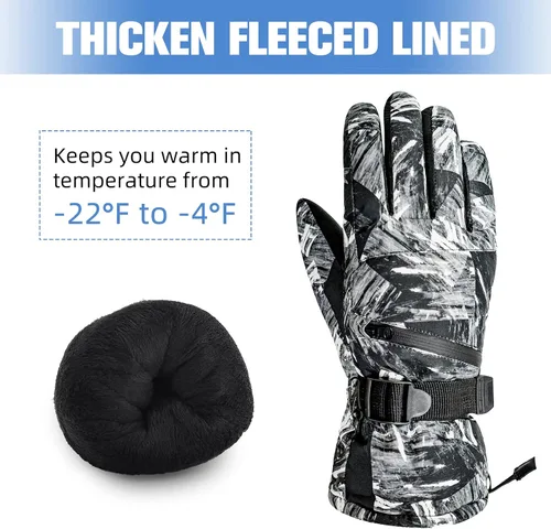 Vista 3 de Guantes de esquí de invierno con pantalla táctil, guantes de nieve impermeables para hombres y mujeres, guantes de snowboard cálidos para motos