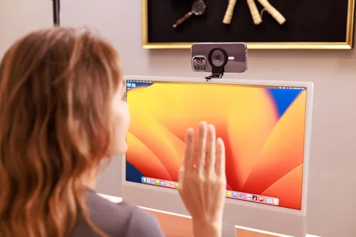 Vista 7 de PROfezzion Soporte de cámara de continuidad metálica para computadoras de escritorio y pantallas Mac iMac
