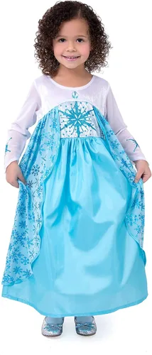 Vista 3 de Little Adventures Disfraz de princesa de hielo lavable a máquina para niñas y niños juego de simulación y fiesta sin purpurina