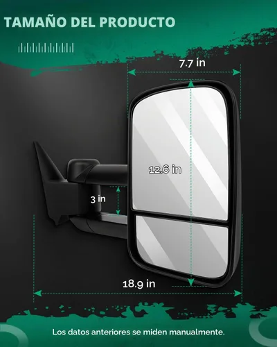 Vista 3 de SCITOO Espejos de remolque compatibles con 1988-1998 para Chevy Silverado para GMC Sierra 1500 2500 3500 Pickup Truck Espejos ajustables manualmente