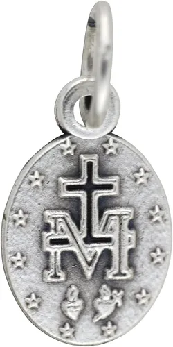 Vista 2 de Gifts Catholic, Inc. Medalla Milagrosa Pequeña con Esmalte Azul en Inglés - 12", Metal, No es una piedra preciosa