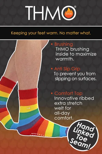 Vista 6 de THMO Calcetines térmicos a rayas arcoíris para hombre y mujer con pinzas antideslizantes