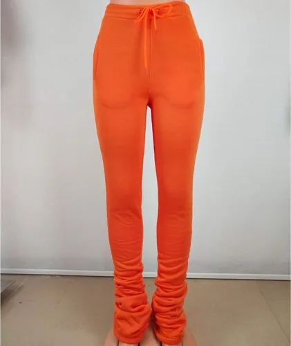 Vista 3 de Sexyshine Pantalones deportivos largos de cintura alta con agujeros rasgados para mujer, pantalones deportivos fruncidos para yoga, club, apilados