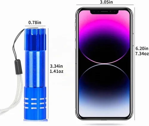 Vista 2 de Paquete de 6 linternas LED de aluminio pequeñas mini USB C recargables, linterna pequeña de mano a granel, linterna portátil para acampar brillante
