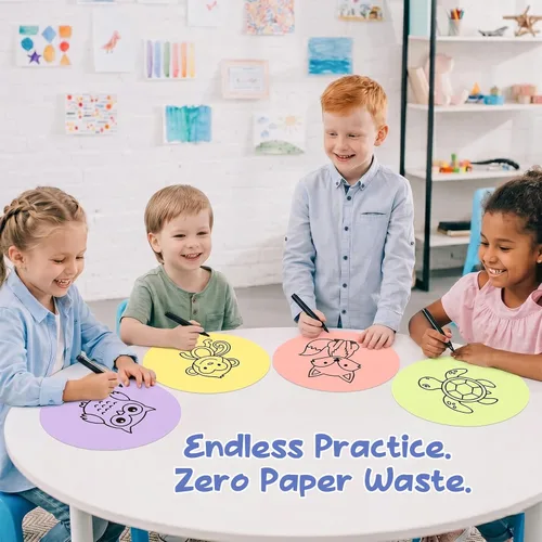 Vista 5 de Dry Erase Circles - 8 Pieces Colorful Dry Erase Dot Stickers Table Whiteboard 11 inch Removable Wall Decal for Classroom Guided Reading Small Group
