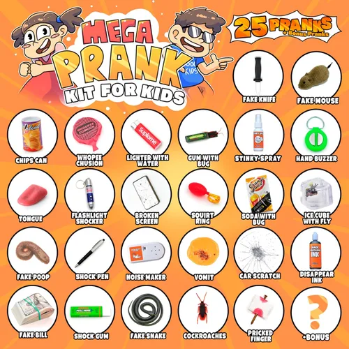 Vista 2 de DIMROM Kit de Bromas para Niños - 25 Bromas y Juguetes de Broma Práctica - Artículos de Broma para el Día de los Inocentes - Bromas Prácticas