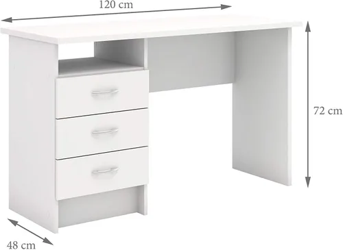 Vista 7 de Tvilum Whitman - Escritorio con 3 cajones, color blanco