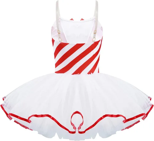 Vista 2 de Yihuimin Disfraz de Miss Candy de Navidad para niñas y niñas, vestido tutú de malla, lentejuelas con lazo adornado para mostrar