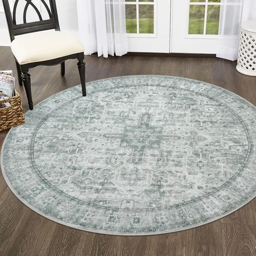 Vista 104 de SIILOOM Alfombra lavable de 2 x 3 pies, alfombra suave color taupe ceniza para entrada, tapete antideslizante para puerta de interior, tapete