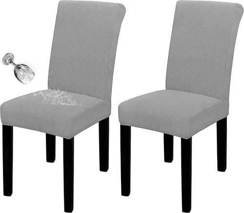 Vista 70 de Easy-Going - Juego de 2 fundas para sillas de comedor 100% impermeables, de tela Jacquard elástica, fundas protectoras removibles y lavables